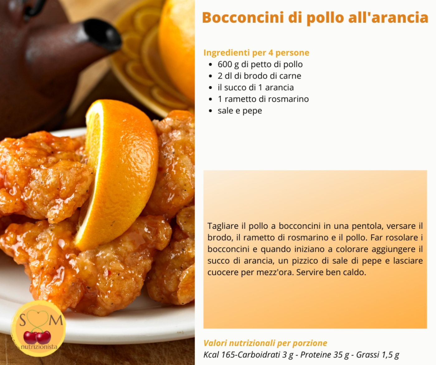 Bocconcini di pollo all&#039;arancia